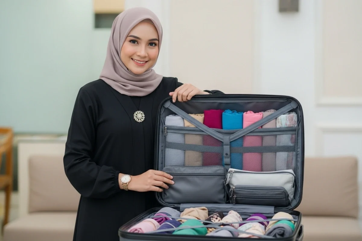 Cara Bawa Banyak Hijab Tanpa Nambah Koper