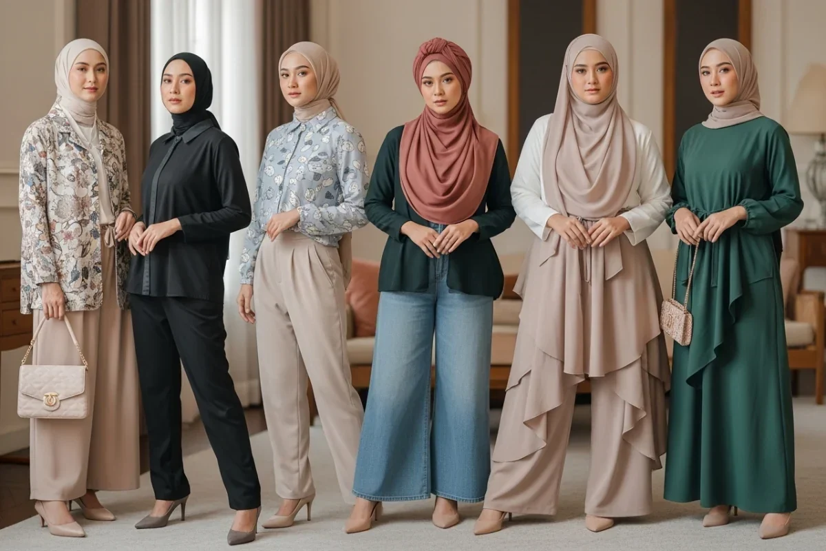 Mix and match warna hijab dan outfit